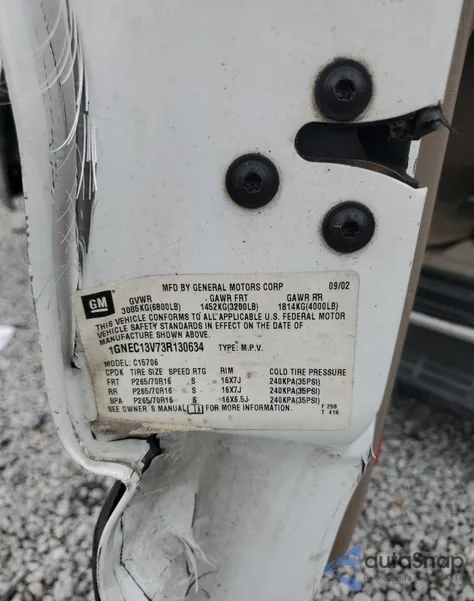 2003 Chevrolet Tahoe C1500 z USA, uszkodzony, nr VIN 1GNEC13V73R130634